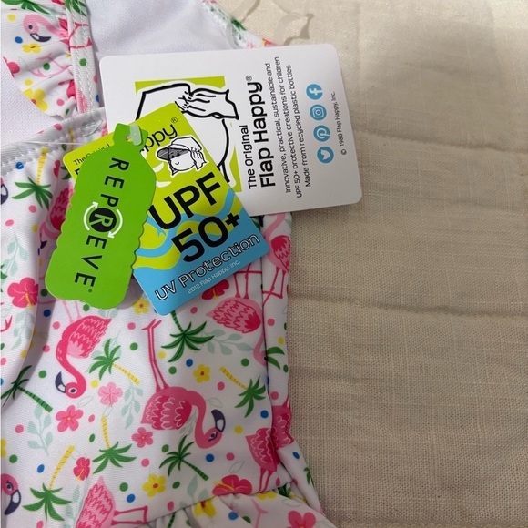 FLAP HAPPY girls one piece swimsuit in pink floral size 7 - Picture 5 of 6